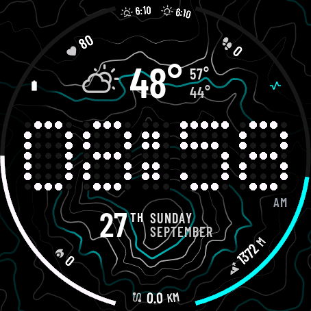 Weather in the top section, date in the bottom section